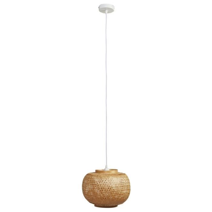 Suspension en bambou - Ronde - Style contemporain - Beige - D 30 x H 140 cm