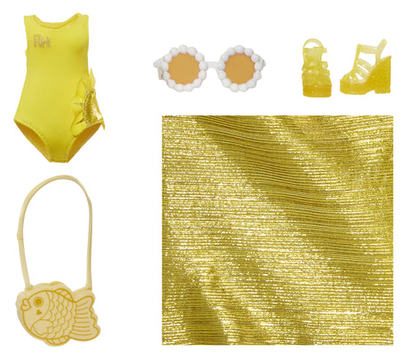 Rainbow High Swim & Style - Poupée mannequin ariculée 27 cm - Sunny (Jaune) - Maillot de bain + Paréo - a partir de 4 ans