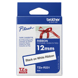 Ruban BROTHER - TZER231 - Noir sur Blanc 12mm - Qt 1