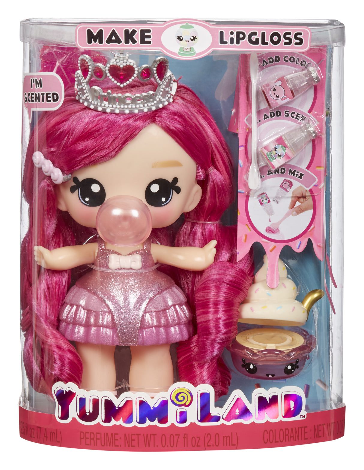Yummiland - Grande poupée 25 cm a coiffer et câliner - Animal de compagnie + baumes a levre parfumé - Bianca - Des 4ans