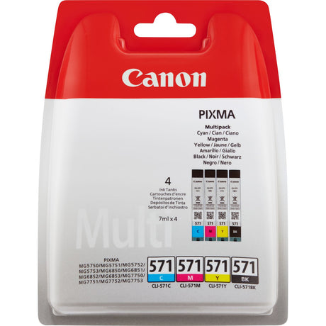 Pack 4 cartouches d'encre Canon CLI-571 (Couleurs + Noir)