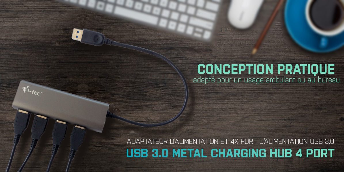 Hub 4x USB 3.0 alimentïÂ¿Â½ I-Tec Metal Charging (Gris)