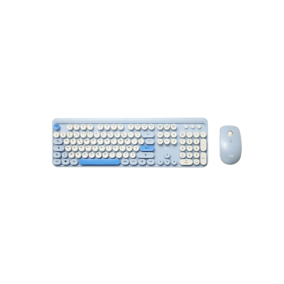 WE POP Pack clavier + souris sans fil: coloris Bleu - Connexion 2.4Ghz - avec pa