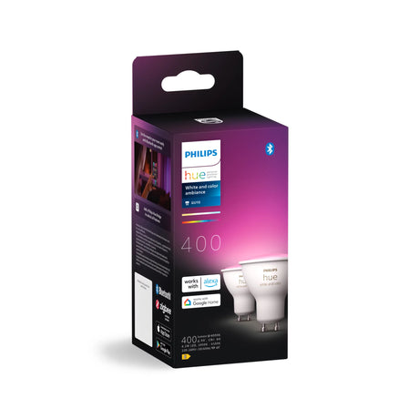 Ampoules LED connectées de marque PHILIPS, offrant une luminosité ajustable et une large gamme de couleurs.