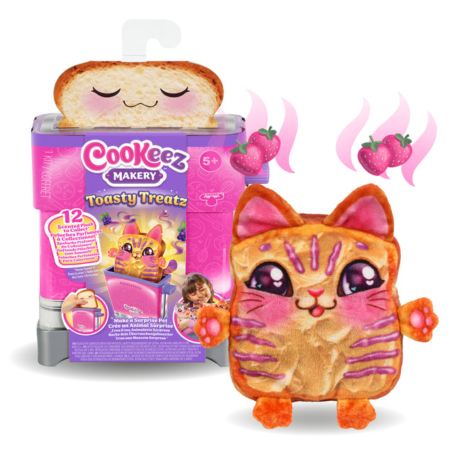 Toasty Treatz - MOOSE TOYS - COOKEEZ MAKERY - Peluche parfumée en forme de toast, grille-pain interactif, Modele peluche aléatoire
