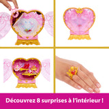 Poupée Jewel Reveal Belle, Accessoires avec 8 surprises, 1 boîte a bijoux en forme de coeur, 1 bague pour enfant et 9 éléments, JHL51