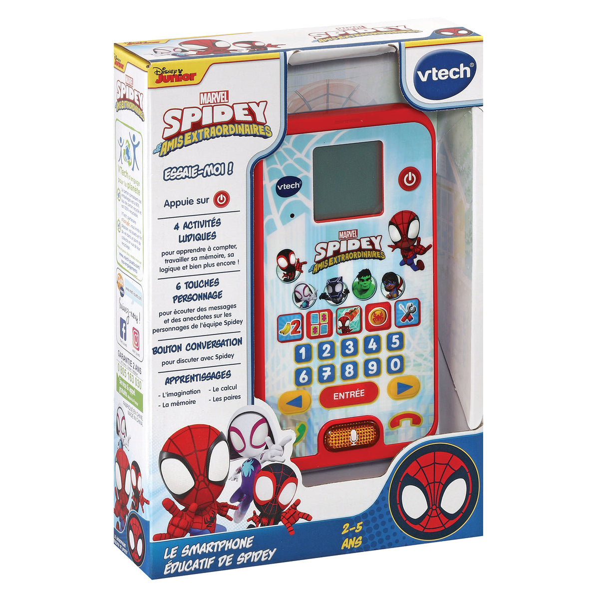 VTECH - SPIDEY - Le Smartphone Éducatif de Spidey - Enfant - Rouge - Mixte - 3 ans - Pile
