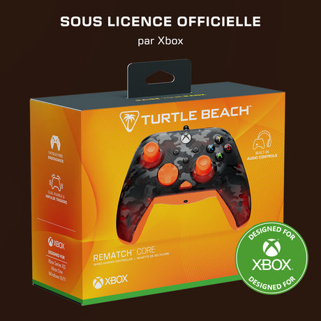 Manette de jeu - Xbox Series X|S, Xbox One et PC - Rematch Core - RGB - Filaire - Camouflage Noir / Orange - TURTLE BEACH