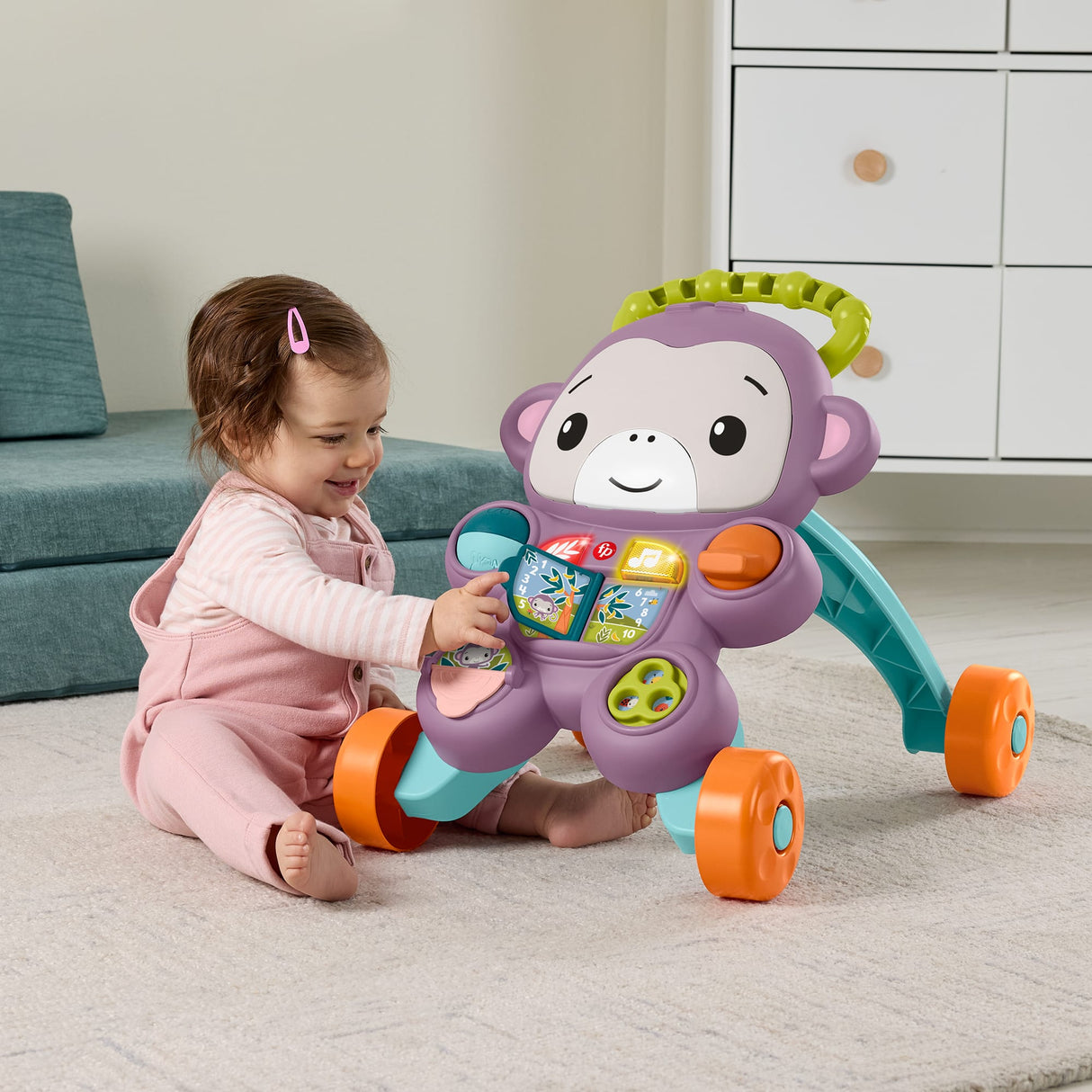 Fisher-Price - Mon Trotteur Singe Violet - Musique, lumieres et activités - Fisher-Price - JGW90