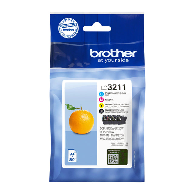 Pack 4 cartouches d'encre Brother LC3211 (Noir + Couleurs)