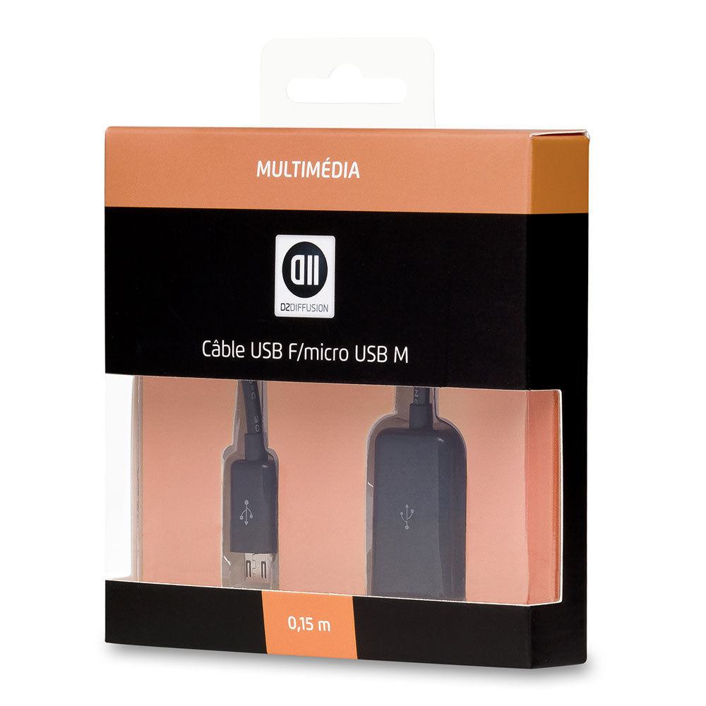 C ble USB2.0 Femelle vers micro USB M le 15 cm Noir - cable OTG