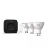 Kit de démarrage - PHILIPS HUE - Lumiere blanche et ambiance colorée - 1 Bridge Pro + 3  3 spots GU10 400 lumens + 1 dimmer switch