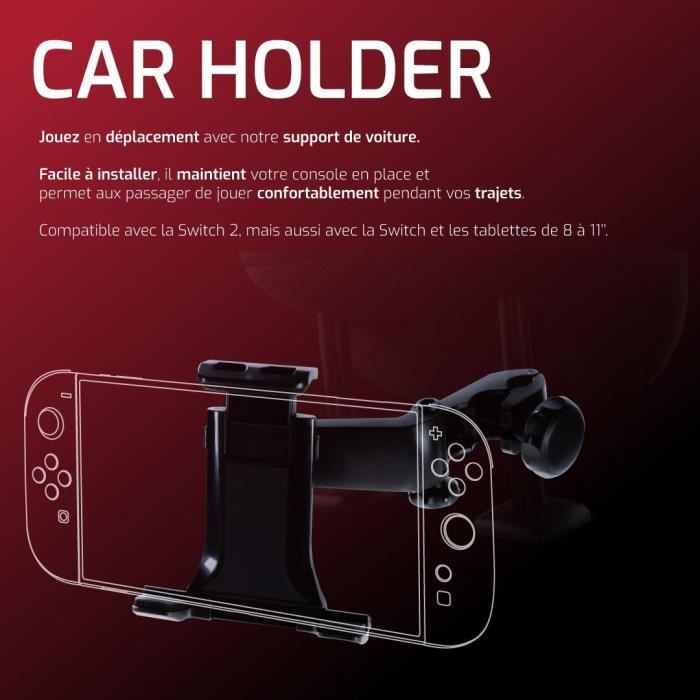 Support voiture - ONLAN - Nintendo Switch 2 - Console portable et tablette 8'' - Noir