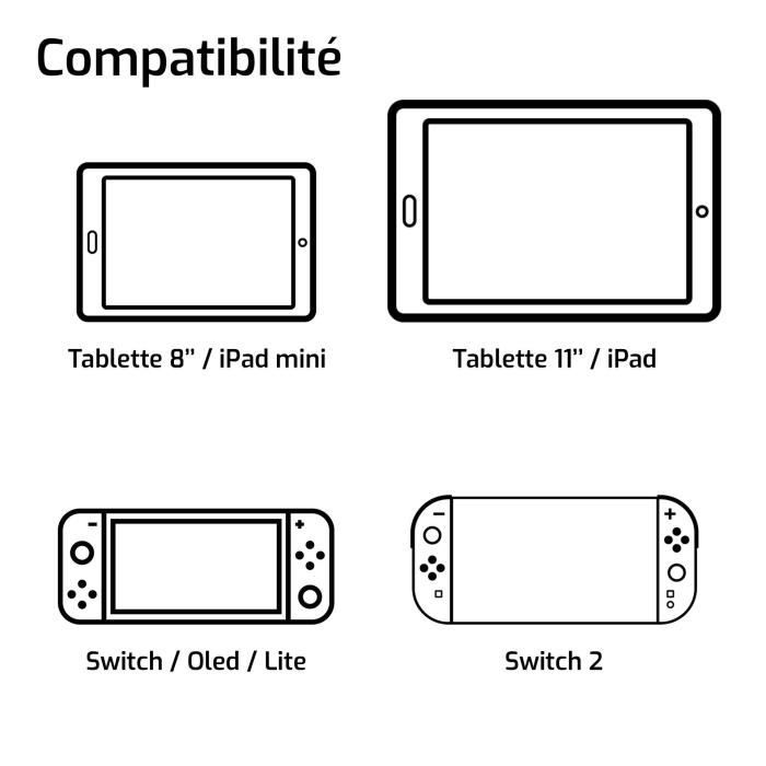 Support voiture - ONLAN - Nintendo Switch 2 - Console portable et tablette 8'' - Noir
