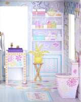 Rainbow High Color & Play House, Maison de poupée 3 étages, Colorie les murs et sols avec des marqueurs lavables, Maison en bois