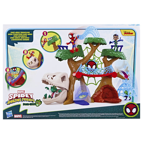 Spidey Coffret Dino-Webs base forestiere, Figurines de super-héros et accessoires, des 3 Ans, Spidey et Ses Ami