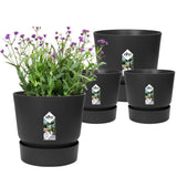 ELHO Lot de 2 pots de fleurs rond Greenville - Ø14xH13,4 cm et Ø16xH15,3 cm - 7 L - Noir
