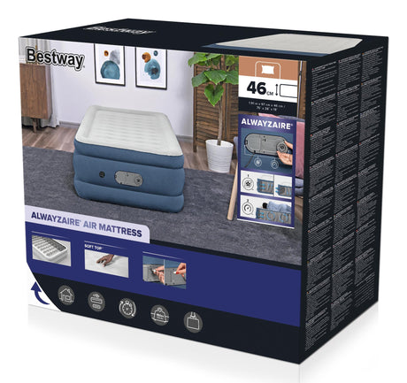Bestway AlwayzAire™ Matelas gonflable une personne Twin avec double pompe intégrée 1,91 m x 97 cm x 46 cm