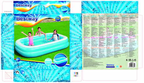 Piscine gonflable rectangulaire Bestway 262 x 175 x 51 cm - Bleu et blanc - Pour enfant - Utilisation extérieure
