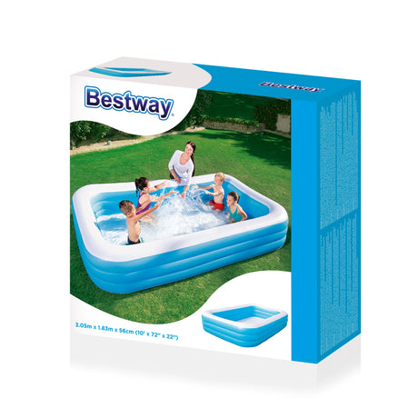 Piscine gonflable de luxe - BESTWAY - Enfant et famille - Bleu - 3 boudins - 305x183x56 cm