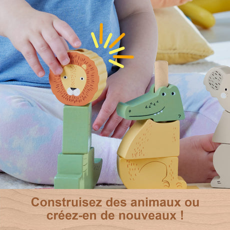 Fisher-Price-Animaux en Bois a Empiler et Trier, 10 pieces HXV04