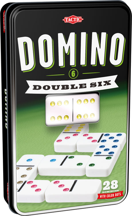 Jeu de dominos TACTIC Double 6 en boîte métal - Garçon et Fille - A partir de 5 ans