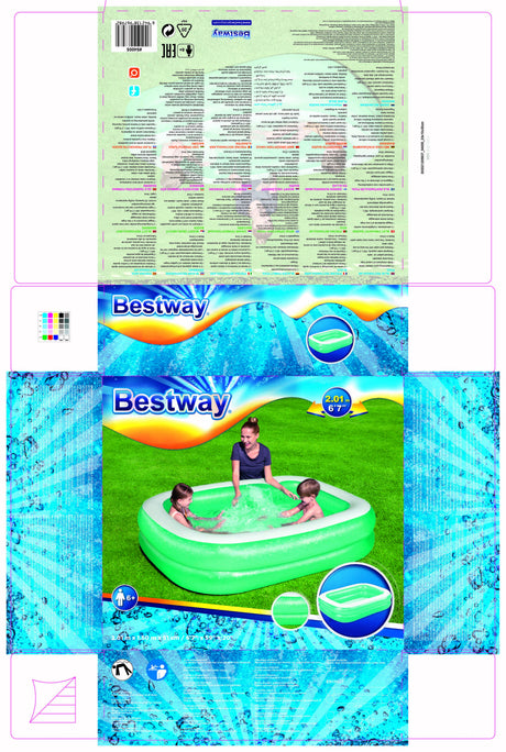 Piscine gonflable pour enfants- Bestway - Rectangulaire  - 201 x 150 x 51 cm - Bleu
