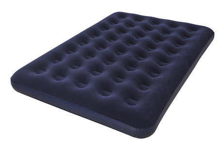 BESTWAY Matelas gonflable floqué Horizon Double + Pompe électrique Sidewinder + Sac – 2 places – Bleu