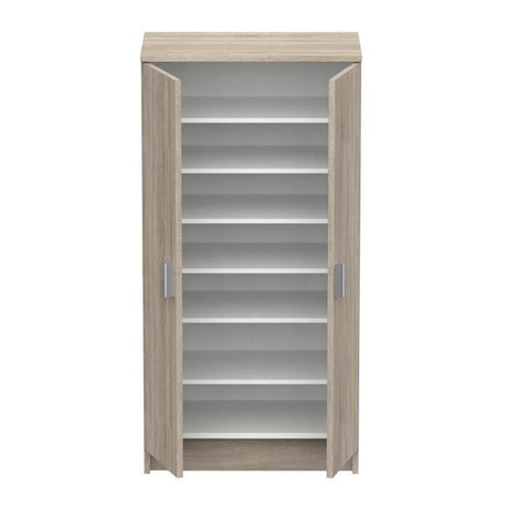 Armoire multi usages - Armoire auxiliaire a 2 portes, Range chaussures - L55xP36xH108cm - Décor chene -DEMEYERE