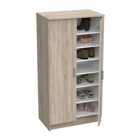 Armoire multi usages - Armoire auxiliaire a 2 portes, Range chaussures - L55xP36xH108cm - Décor chene -DEMEYERE