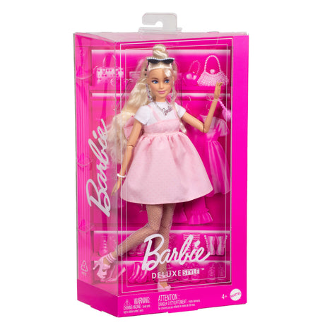 Barbie-Deluxe Style-Poupée Barbie Blonde a Robe Rose Pastel - 4ans+ - HYV27