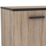 Buffet bas - Décor chene brossé et noir mat - Contemporain - WAYNE - L 160,7 cm