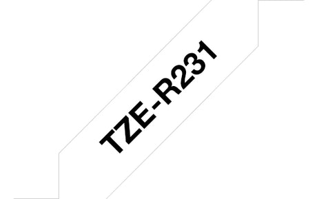Ruban BROTHER - TZER231 - Noir sur Blanc 12mm - Qt 1