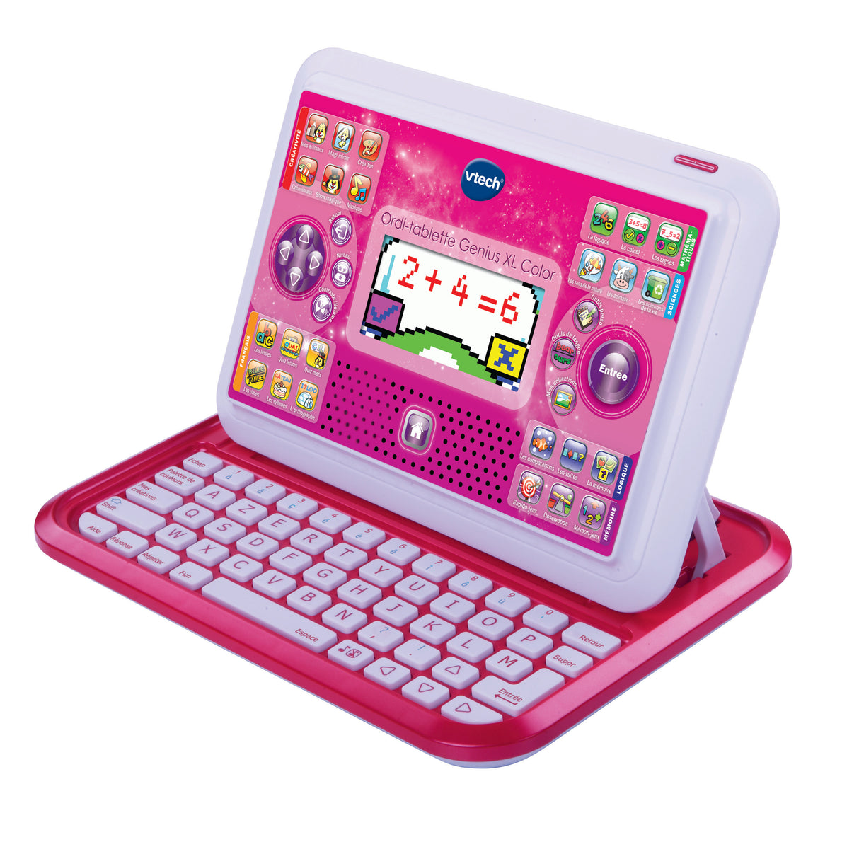 Ordi-Tablette Enfant VTECH Genius XL Color Rose - 2 en 1 avec écran couleur - Mixte - A partir de 5 ans