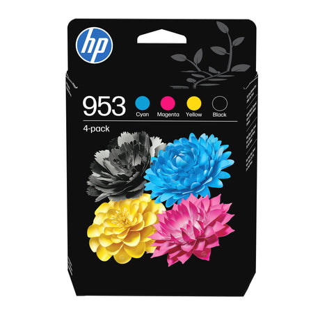 HP 953 Pack de 4 cartouches d'encre noire, cyan, jaune et magenta authentiques (6ZC69AE) pour HP OfficeJet Pro 7700/8200/8700