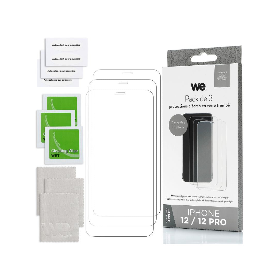 WE BUNDLE 3 verres trempés IPHONE 12 / 12 PRO