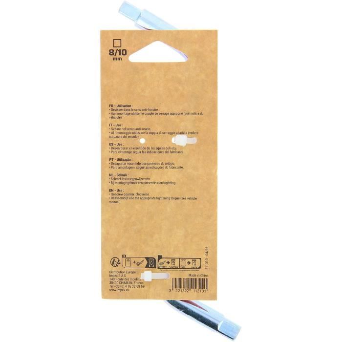 Clé de vidange carré - PRECISION STEEL - 8-10 mm