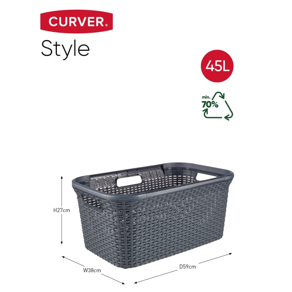 Curver Panier à linge Style 45 L Anthracite