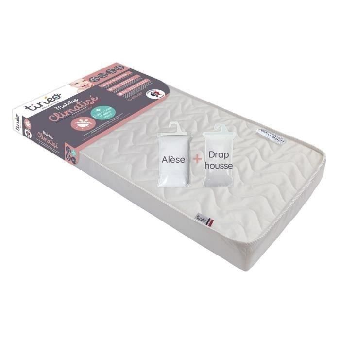 Matelas climatisé TINEO 60x120 cm + drap housse + alese (lot)