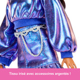 Barbie - Poupée Deluxe Style - Haut et jupe bleu métallisé - Brune - Barbie - JFP42