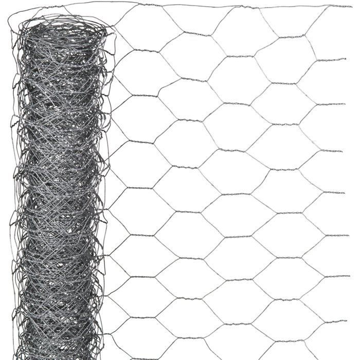 Grillage hexagonal galvanisé - NATURE - 0,5 x 10 m - Ep. 25 mm - Gris