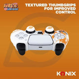 Coque de Protection - KONIX - Pour manette DualSense PS5 - Silicone - Appuie-Pouces - Motif Konoha et Naruto - Blanc