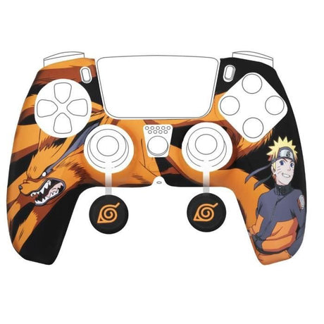 Coque de protection pour manette - KONIX - Naruto Shippuden - DualSense PS5 - Silicone - Motif Kurama/Kyűbi et Naruto - Noir