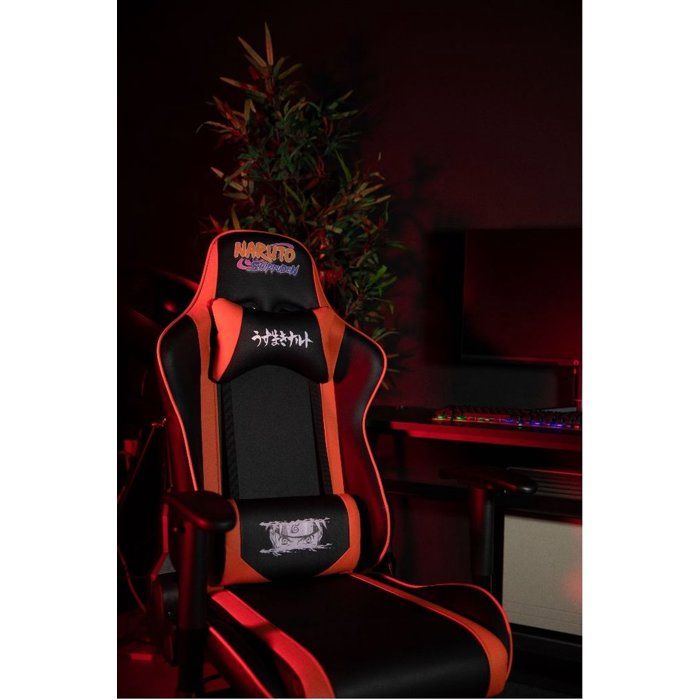 Chaise de bureau gaming premium - KONIX - Naruto Hokage Shippuden - Inclinaison 150° - Cuir - Coussin lombaires et cervicaux