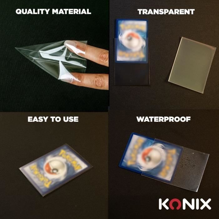 Protege-cartes - KONIX - Premium Sleeves - 100 pochettes - Compatible Magic The Gathering, Pokémon - Transparent