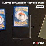 Protege-cartes - KONIX - Premium Sleeves - 100 pochettes - Compatible Magic The Gathering, Pokémon - Transparent