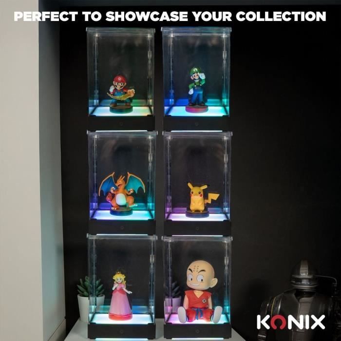 Vitrine LED Display Box pour figurine - KONIX - Compatible Funko Pop / Banpresto Qposket - Éclairage RVB - Câble USB