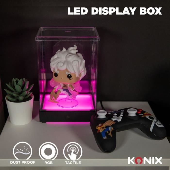 Vitrine LED Display Box pour figurine - KONIX - Compatible Funko Pop / Banpresto Qposket - Éclairage RVB - Câble USB