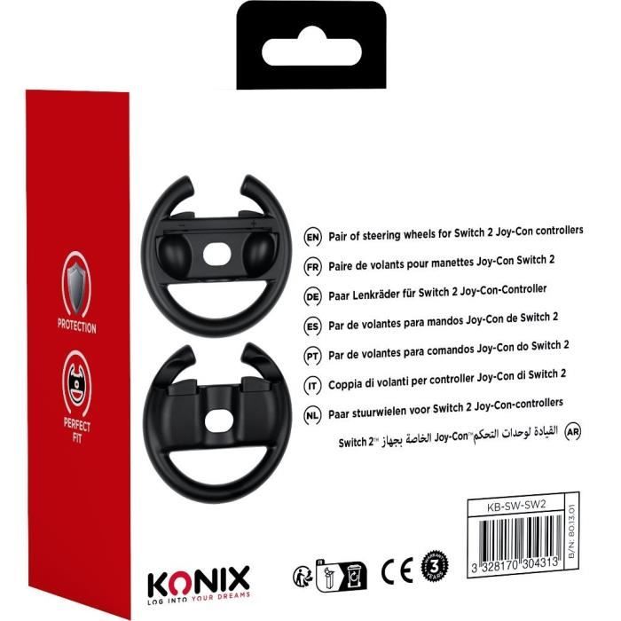 Paire de volants - KONIX - Pour manettes Joy-Con Nintendo Switch 2 - Noir