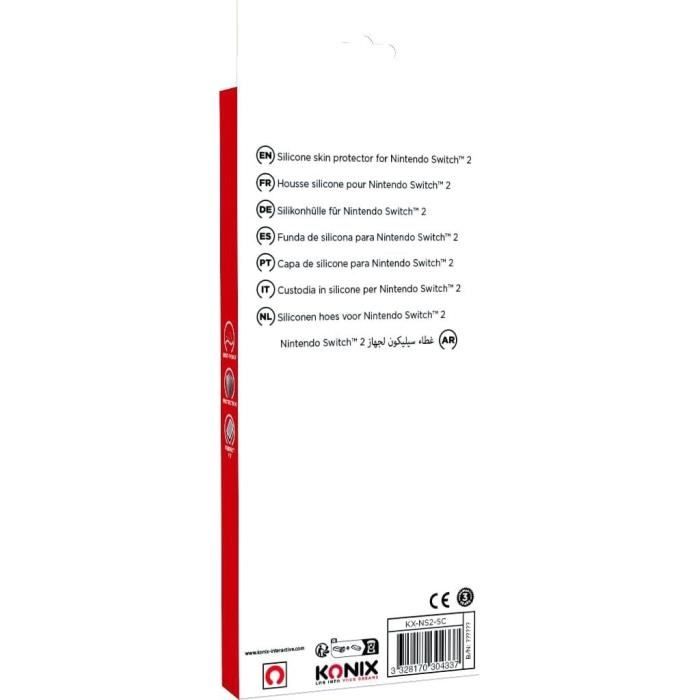 Coque de protection console - KONIX - Nintendo Switch 2 - Silicone - Antidérapant - Antichoc - Anti-rayures - Anti-poussiere - Noir